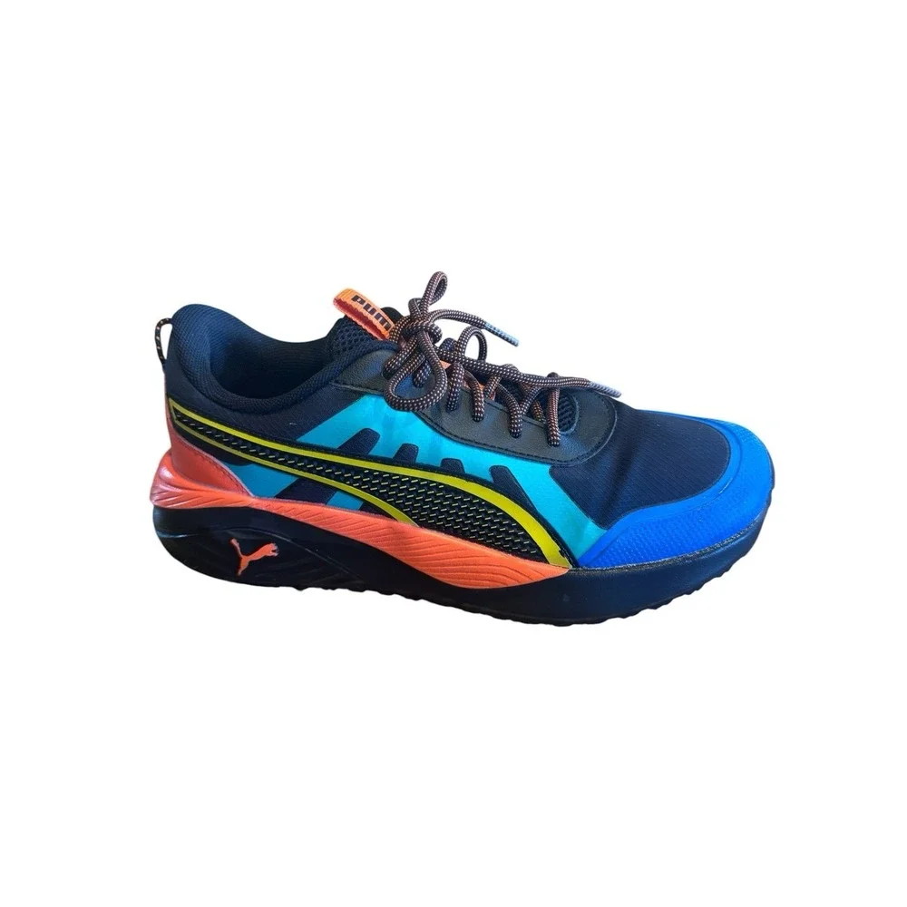 Puma Boy's Excursion Sneakers Youth Sz 5.5 Black Orange Yellow Green‎ Colorblock